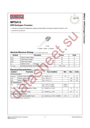 MPSA13RA datasheet  
